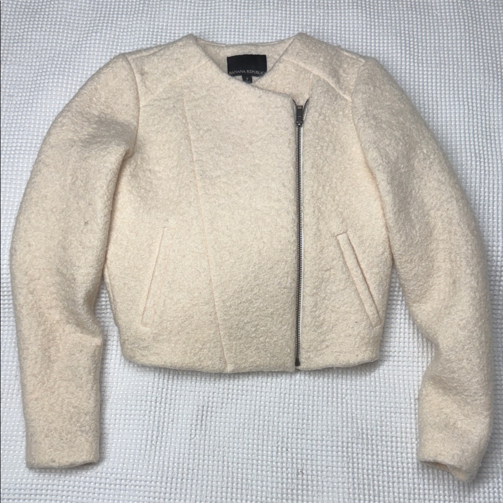 Banana Republic Cream Teddy Jacket